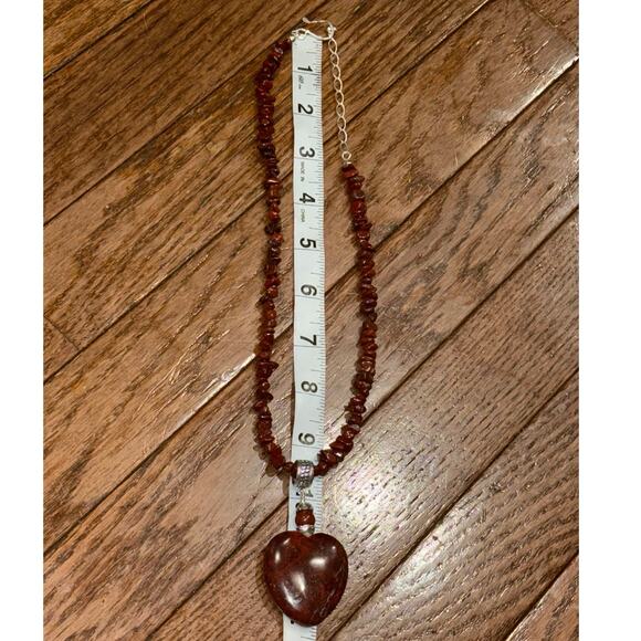 Vintage Jay King Mine Finds DTR 925 Silver Red Jasper Heart Pendant Necklace - Picture 10 of 14